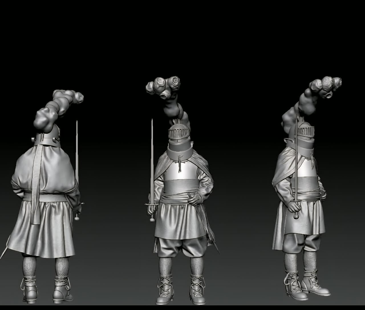 3D sculpted knight character model